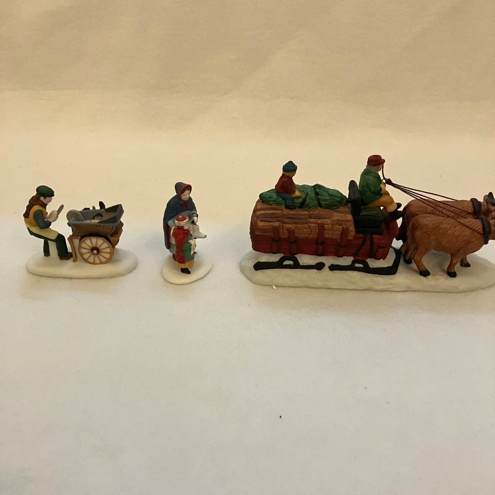 Dept 56 Heritage Village Collection Knife‎ Grinder & Ox Sled Set 5649-9 5951-0